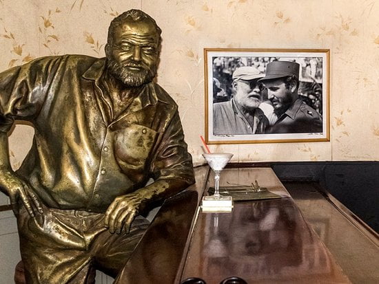 This lifesize bronze statue of Hemingway by Cuban artist José Villa Soberón
is a permanent decoration in bar El Floridita in Havana, Cuba.